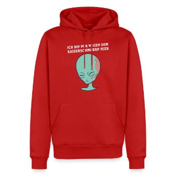 Ich Bin Nur Wegen Dem Kaiserschmarrn Hier - Alien - Männer Premium Bio Hoodie - Rot - Vorne - Nico (187cm)