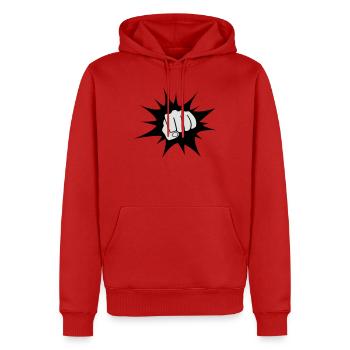 Kraftvolle Faust-Design Shirt - Männer Premium Bio Hoodie - Rot - Vorne - Nico (187cm)