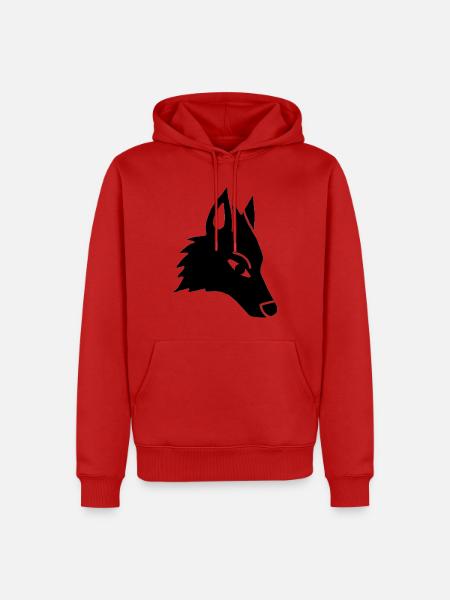 Wolf's Head Manga (schwarz) - Männer Premium Bio Hoodie - Rot