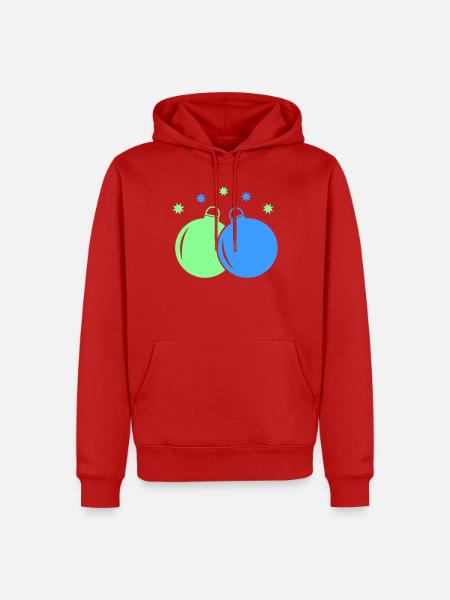 Neon-Weihnachtskugeln Duo - Männer Premium Bio Hoodie - Rot