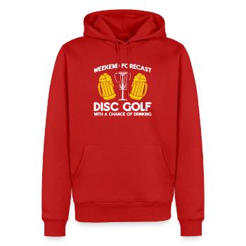 Discgolfer Discgolf Discgolfing Geschenk - Männer Premium Bio Hoodie - Rot - Vorne - Nico (187cm)