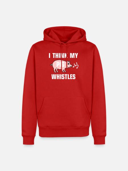 I think my pig whistles - Men’s Premium Organic Hoodie - red