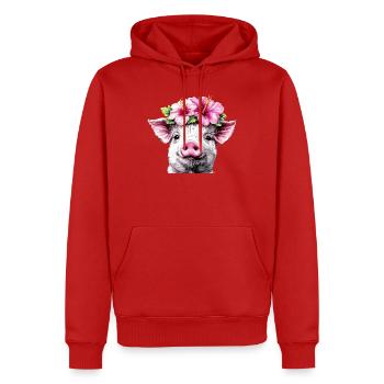 Hibiskuskrone Schwein - Männer Premium Bio Hoodie - Rot - Vorne - Nico (187cm)