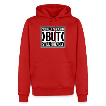 Socially Awkward But Still Friendly Lustig Spruch - Männer Premium Bio Hoodie - Rot - Vorne - Nico (187cm)