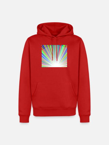 Leuchtendes Regenbogen-Sonnenstrahlmuster - Männer Premium Bio Hoodie - Rot