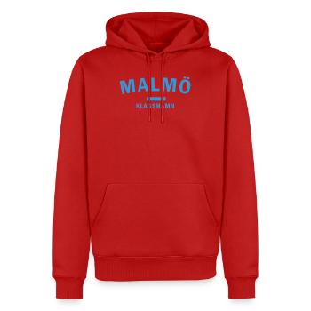 Skyline der Küstenstadt in Blau - Männer Premium Bio Hoodie - Rot - Vorne - Nico (187cm)
