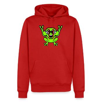 Grenouille Crapaud Cool Lunettes de soleil Victoire Paix Mains - Sweat à capuche Premium bio Homme - rouge - Devant - Nico (187cm)
