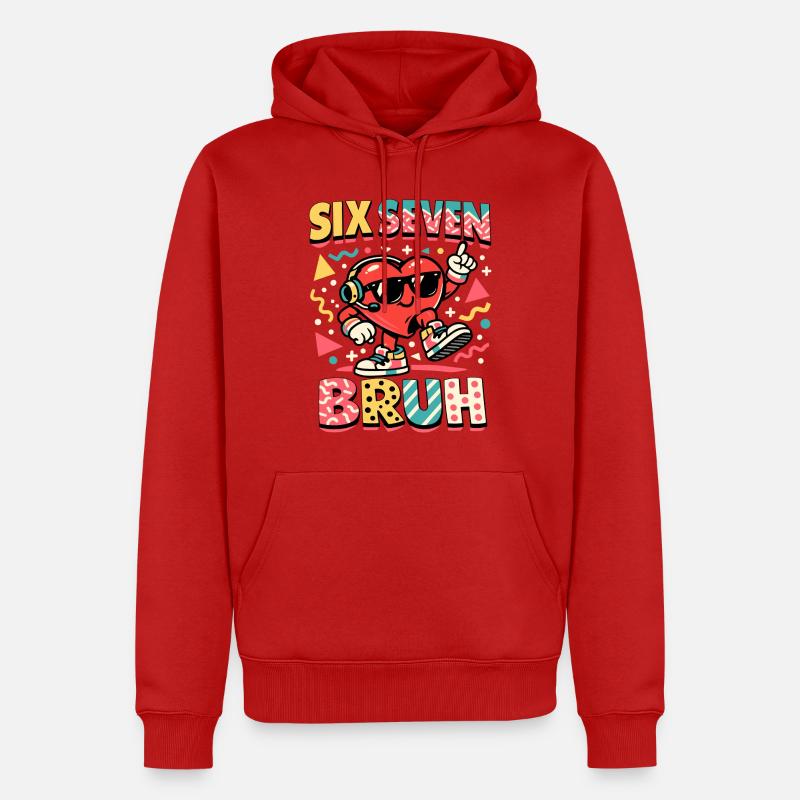 67 Six Seven Meme Cool Saint-Valentin - Sweat à capuche Premium bio Homme - rouge