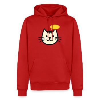 Visage de chat avec bulle de dialogue - Sweat à capuche Premium bio Homme - rouge - Devant - Nico (187cm)