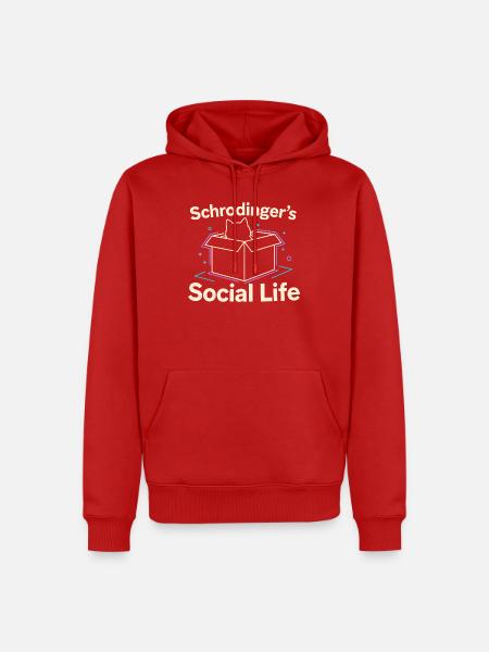 Schrödinger's Social Life | Physics Cat - Men’s Premium Organic Hoodie - red
