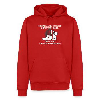 Un Chameau Peut Marcher 10 Heures Sans Boire Je... - Sweat à capuche Premium bio Homme - rouge - Devant - Nico (187cm)