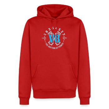 V8 Motor Herzschlag Kolben Zündfolge - Männer Premium Bio Hoodie - Rot - Vorne - Nico (187cm)