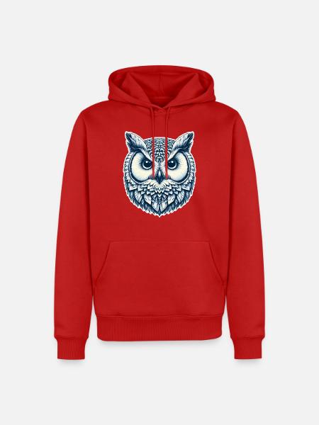 Eulenkopf (dunkelblau) - Männer Premium Bio Hoodie - Rot