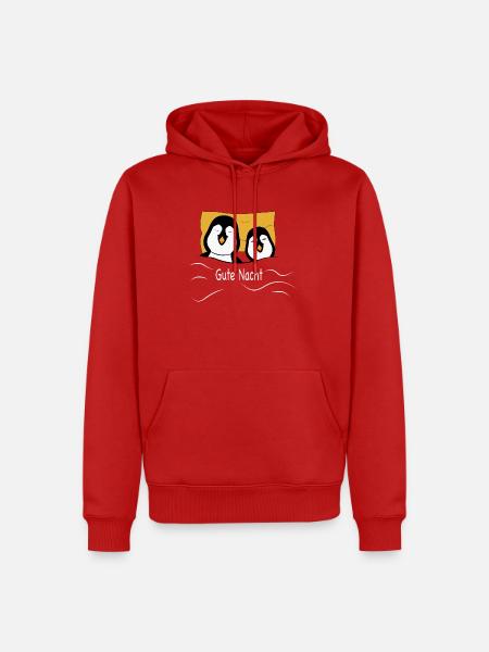 Müde Pinguine - Männer Premium Bio Hoodie - Rot