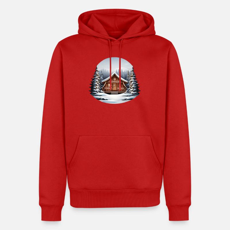 Cabane en bois, cabane de Noël - Sweat à capuche Premium bio Homme - rouge
