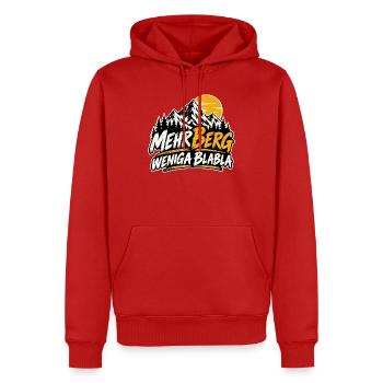 mehr Berg weniga blabla - für echte Wanderer - Männer Premium Bio Hoodie - Rot - Vorne - Nico (187cm)