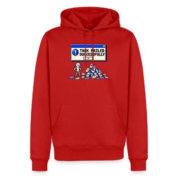 Aufgabe erfolgreich fehlgeschlagen - Männer Premium Bio Hoodie - Rot - Vorne - Nico (187cm)
