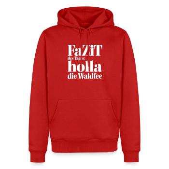 FAZIT DES TAGES: HOLLA DIE WALDFEE! - Männer Premium Bio Hoodie - Rot - Vorne - Nico (187cm)
