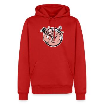 Cochon avec bouteille de célébration - Sweat à capuche Premium bio Homme - rouge - Devant - Nico (187cm)