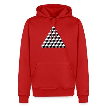 Isometric Cube Pyramid - Men’s Premium Organic Hoodie - red - Front - Nico (187cm)
