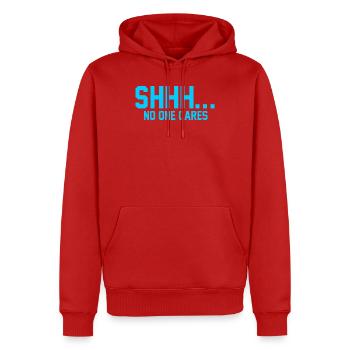 CHUT... Personne ne s’en soucie - Sweat à capuche Premium bio Homme - rouge - Devant - Nico (187cm)