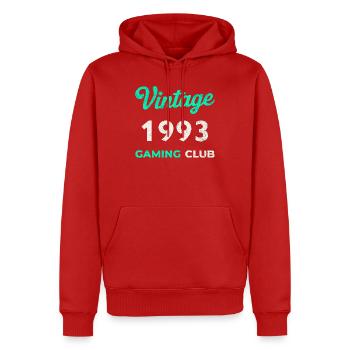 Vintage 1993 – Année de naissance rétro du Gaming Club - Sweat à capuche Premium bio Homme - rouge - Devant - Nico (187cm)