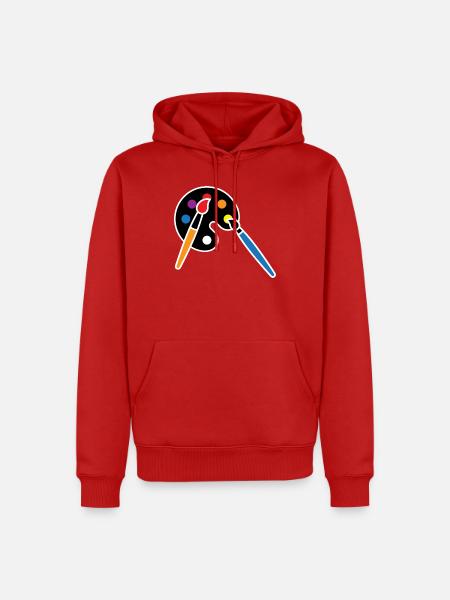 Malerei, Farbpalette, Pinsel, Kunst Symbol - Männer Premium Bio Hoodie - Rot
