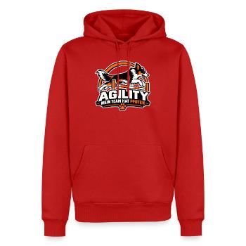 Agility Hund Rally Logo - Männer Premium Bio Hoodie - Rot - Vorne - Nico (187cm)