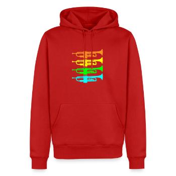 trompette - Sweat à capuche Premium bio Homme - rouge - Devant - Nico (187cm)