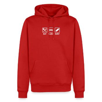 Surfer - Männer Premium Bio Hoodie - Rot - Vorne - Nico (187cm)