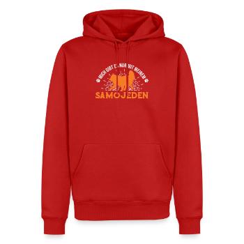 Mich gibt es nur mit meinem Samojeden - Männer Premium Bio Hoodie - Rot - Vorne - Nico (187cm)