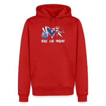 Parkour Free Running Traceur Fille - Sweat à capuche Premium bio Homme - rouge - Devant - Nico (187cm)