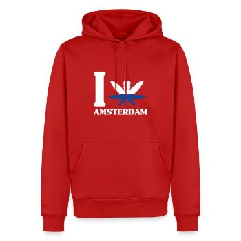 J’adore les touristes hollandais souvenirs de Hollande - Sweat à capuche Premium bio Homme - rouge - Devant - Nico (187cm)