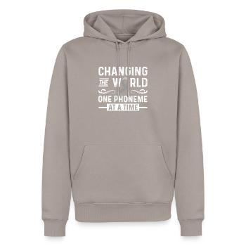 Legasthenie-Bewusstsein - Männer Premium Bio Hoodie - Taupe - Vorne - Nico (187cm)