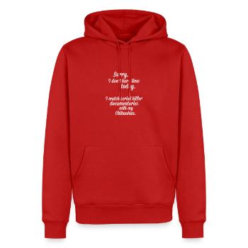 I watch documentaries with my Chihuahua - Men’s Premium Organic Hoodie - red - Front - Nico (187cm)