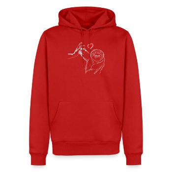 Faultier Herz Händchen Halten mit Faultier - Männer Premium Bio Hoodie - Rot - Vorne - Nico (187cm)