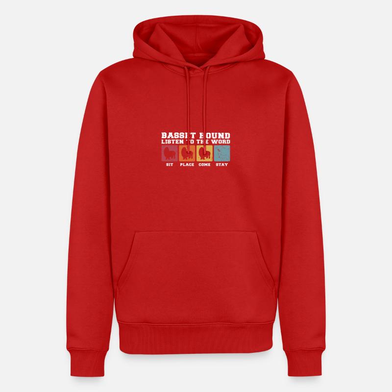 Basset Hound écouter sur parole - Sweat à capuche Premium bio Homme - rouge