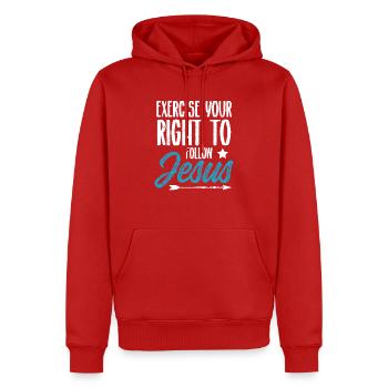 Jésus 2 - Sweat à capuche Premium bio Homme - rouge - Devant - Nico (187cm)