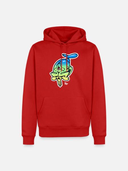farbiger totenkopf mit drittem auge - Männer Premium Bio Hoodie - Rot