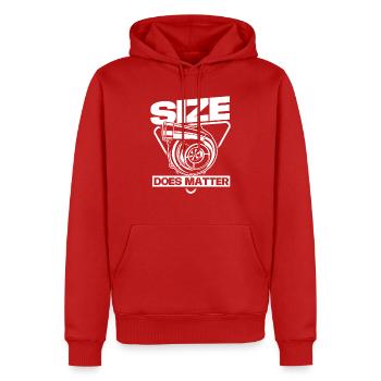 Größe spielt eine Rolle - Car Enthusiast Racing Zitat - Männer Premium Bio Hoodie - Rot - Vorne - Nico (187cm)