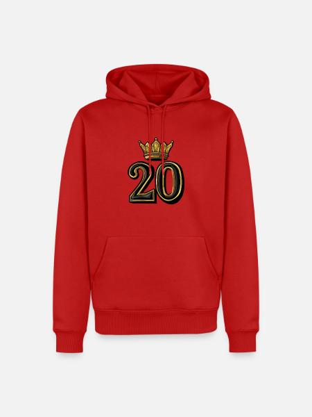 20 Zahl Krone - Männer Premium Bio Hoodie - Rot
