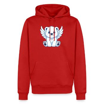 Mignon ours polaire ange dessin animé avec des ailes de joie - Sweat à capuche Premium bio Homme - rouge - Devant - Nico (187cm)