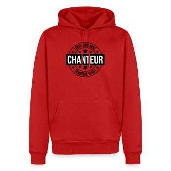 Chanteur – musique scène passion voix performance  - Sweat à capuche Premium bio Homme - rouge - Devant - Nico (187cm)