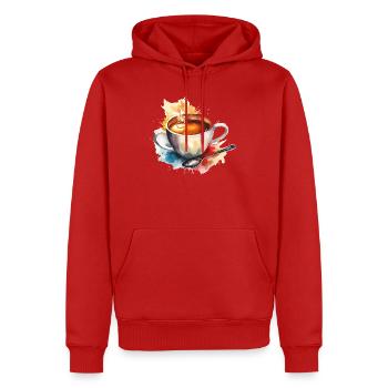Aquarell Kaffee Becher Spritzfarben - Männer Premium Bio Hoodie - Rot - Vorne - Nico (187cm)