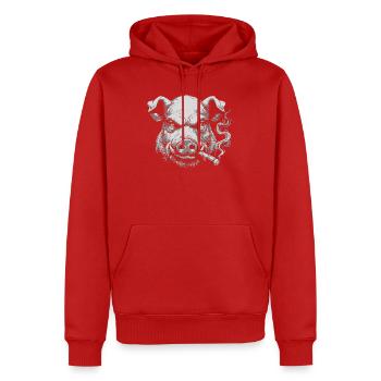Schwein rauchende Zigarre - Männer Premium Bio Hoodie - Rot - Vorne - Nico (187cm)