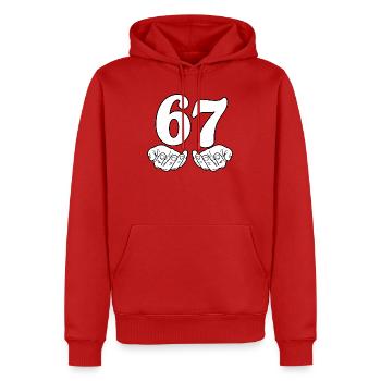Sechs Sieben - Six Seven - Männer Premium Bio Hoodie - Rot - Vorne - Nico (187cm)