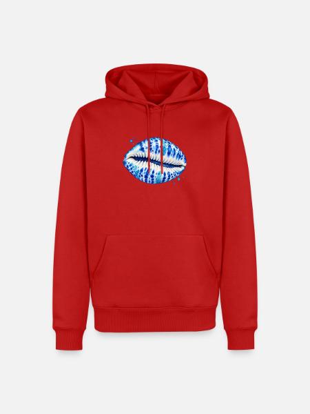 Kobaltblaues Kuhschalendesign - Männer Premium Bio Hoodie - Rot