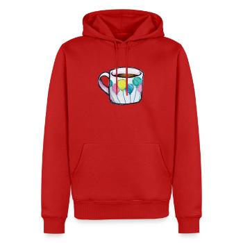 Ballon-Blumenstrauß-Tassen-Sketch - Männer Premium Bio Hoodie - Rot - Vorne - Nico (187cm)