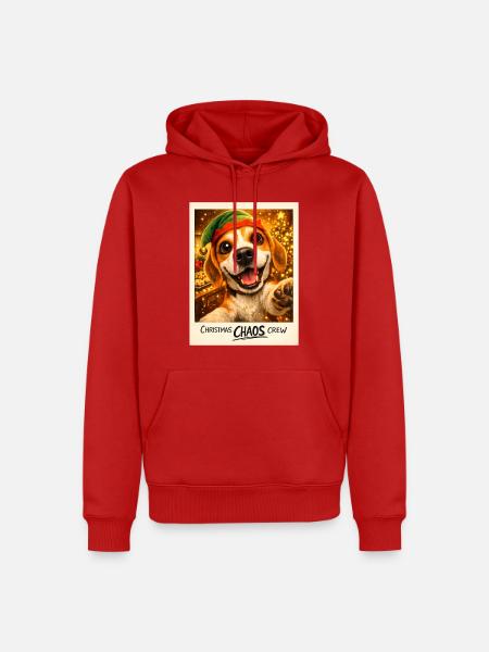 Christmas Chaos Crew Beagle Selfie - Männer Premium Bio Hoodie - Rot