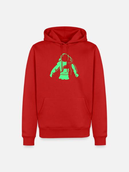 Astronaut Neon Aufdruck - Männer Premium Bio Hoodie - Rot